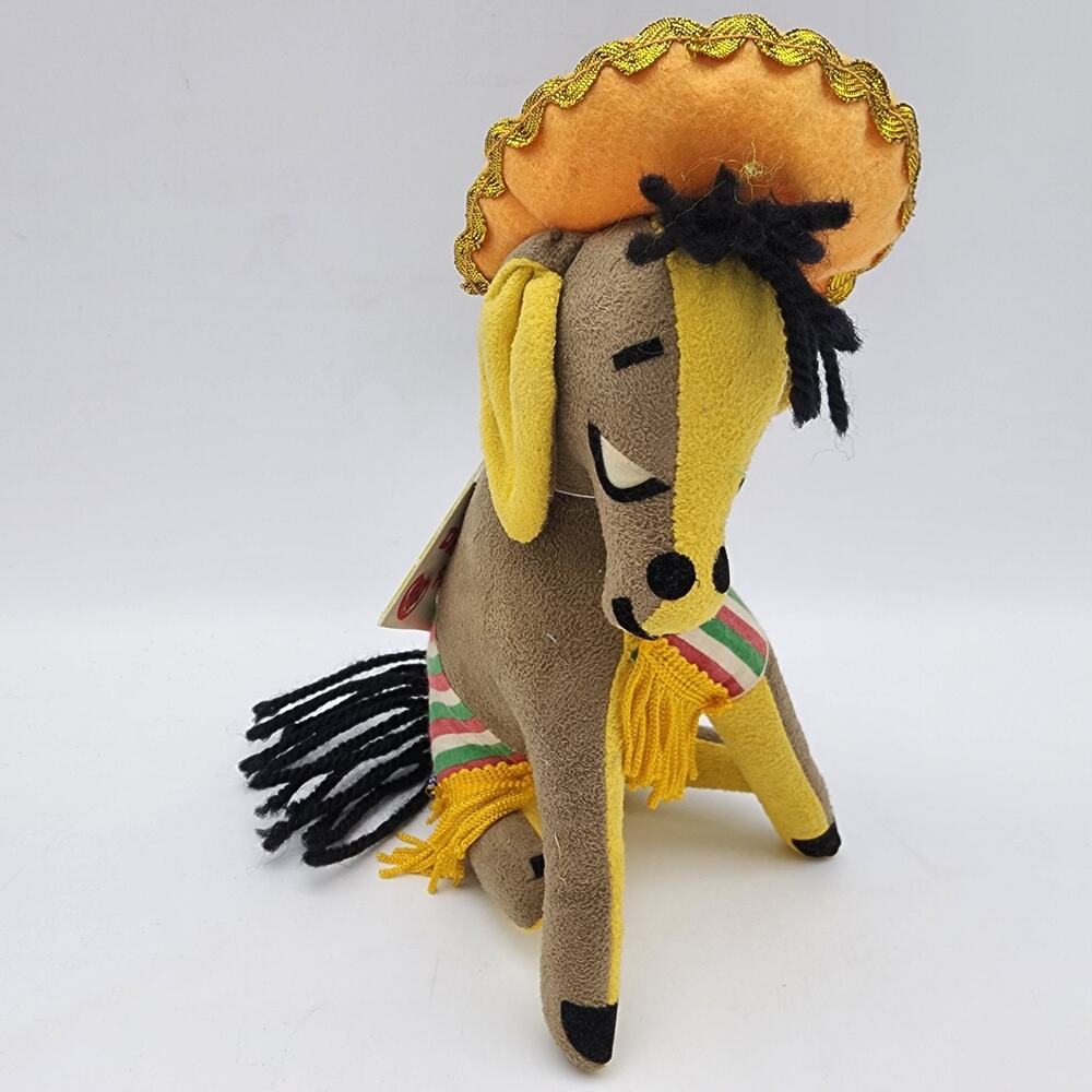 Vintage Dakin Dream Pets Pancho Donkey Mule Plush 7" Dreads Sombrero Applause